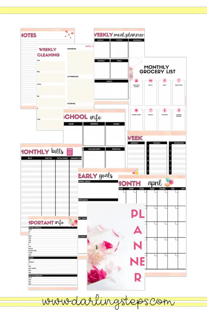 Feminine Mom Planner Pages